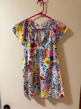 First Love White Floral Flutter Sleeve Blouse